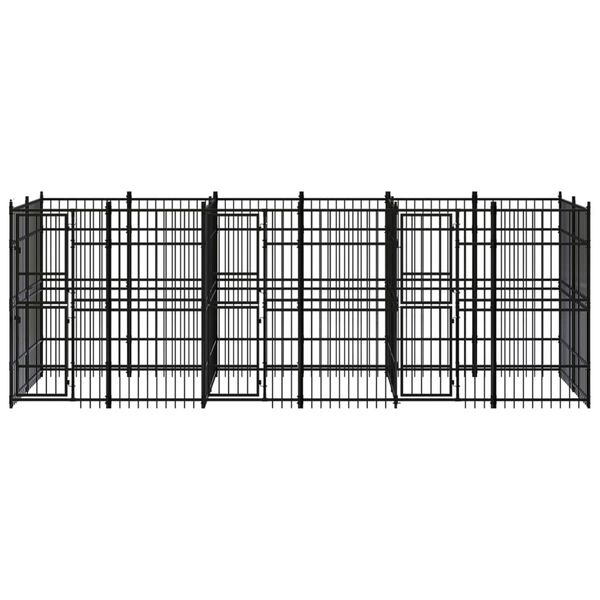 vidaXL Dog Kennel Black Powder-Coated Steel 11.1 m² Dog Kennel