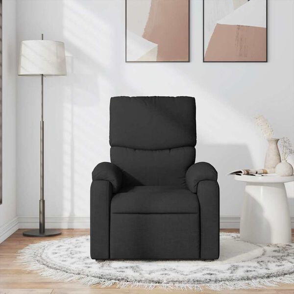 vidaXL Massage Recliner Chair Black Polyester Fabric, Metal, Plywood Large