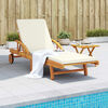 vidaXL Sun Lounger Brown, Cream White Solid Acacia Wood, Polyester