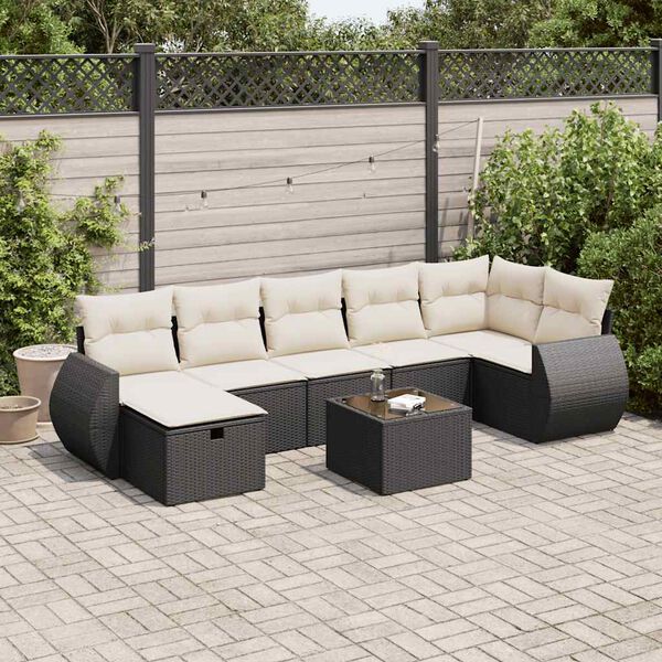 vidaXL Garden Sofa Set Black, Cream White