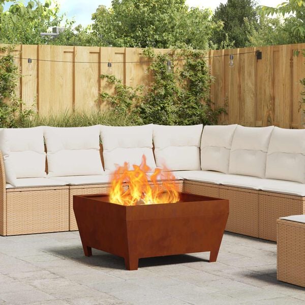 vidaXL Fire Pit Brown 31.50 x 31.50 x 16.93 in Weathering Steel