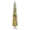 vidaXL Slim Christmas Tree Green and White PVC, Metal Slim Ornaments
