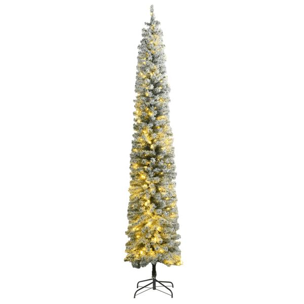 vidaXL Slim Christmas Tree Green and White PVC, Metal Slim Ornaments
