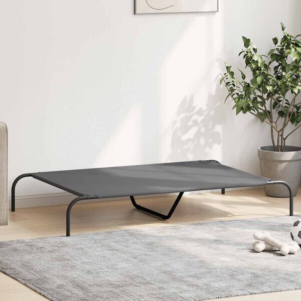 vidaXL Elevated Dog Bed Grey Oxford fabric and powder-coated steel