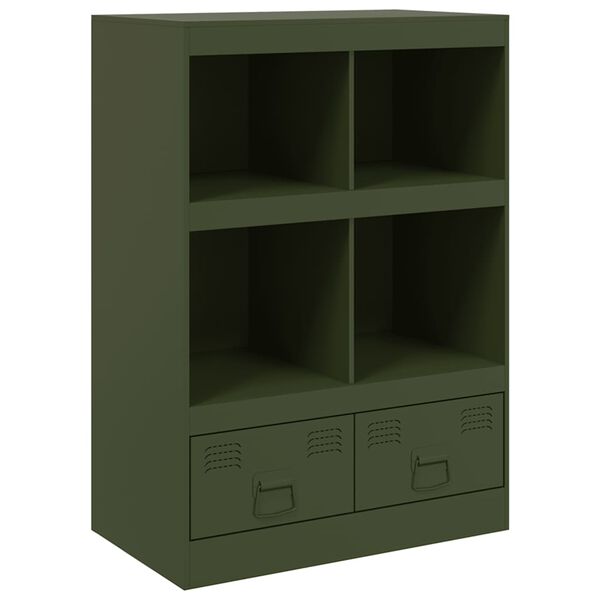 vidaXL Highboard Olive Green Cold-Rolled Steel 26.4x15.4x37.4 in