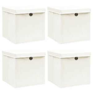 vidaXL Storage Box Set of 4 White Non-woven fabric (100% polyester)