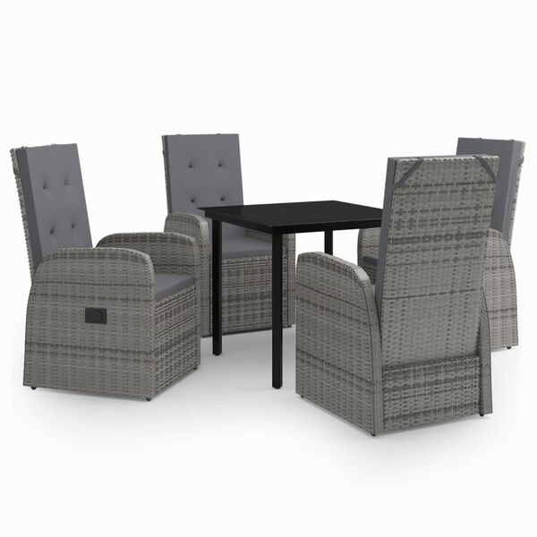 vidaXL Garden Dining Set Grey and Black