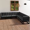 vidaXL Garden Lounge Set Black Solid pine wood, fabric (100% polyester)