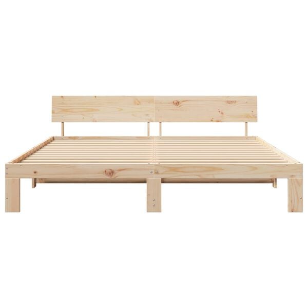 vidaXL Bed Frame Natural 70.87 x 78.74 in Solid Pine Wood