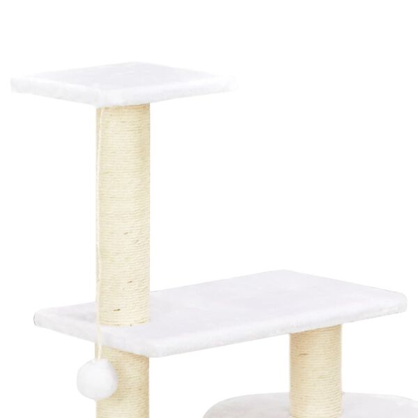 vidaXL Cat Tree Natural, White Seagrass, Soft Plush, Sisal Rope Medium