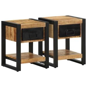 vidaXL Bedside Cabinet Set of 2 Mango Wood Brown Solid Mango Wood