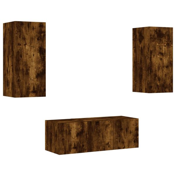 vidaXL TV Wall Unit Smoked Oak Engineered Wood