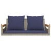 vidaXL Patio Swing Bench Gray, Navy Blue PE Rattan 2 Seater Seats Many