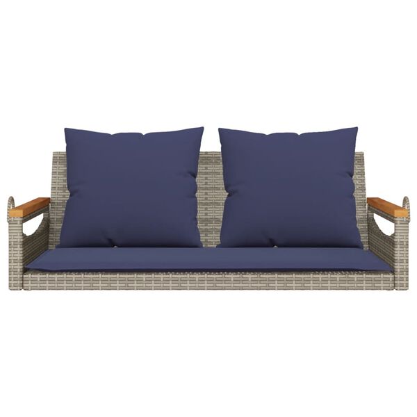vidaXL Patio Swing Bench Gray, Navy Blue PE Rattan 2 Seater Seats Many