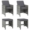 vidaXL Garden Chair and Stool Set of 4 Grey PE rattan Compact Durable