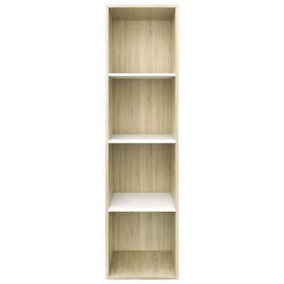 vidaXL Book Cabinet/TV Stand White and Sonoma Oak 14.2"x11.8"x56.3" Engineered Wood