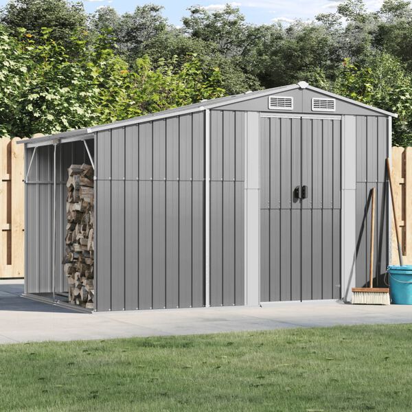 vidaXL Garden Shed Gray Galvanized Steel 109.1x75.8x70.5 in Garden Shed