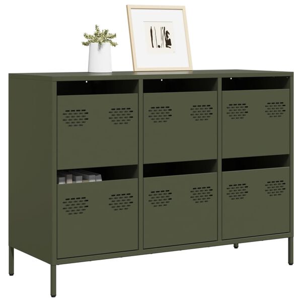 vidaXL Sideboard Olive Green Cold-rolled Steel Medium Sideboard