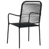 vidaXL Dining Set Black Cotton rope, powder-coated steel, tempered glass