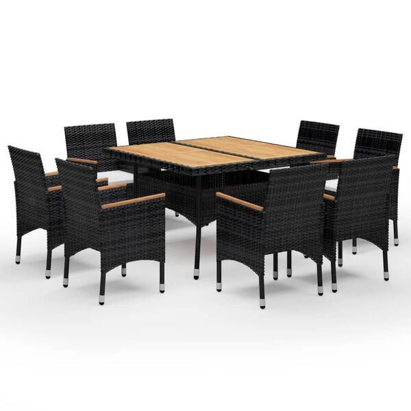 vidaXL Dining Set Black and Brown