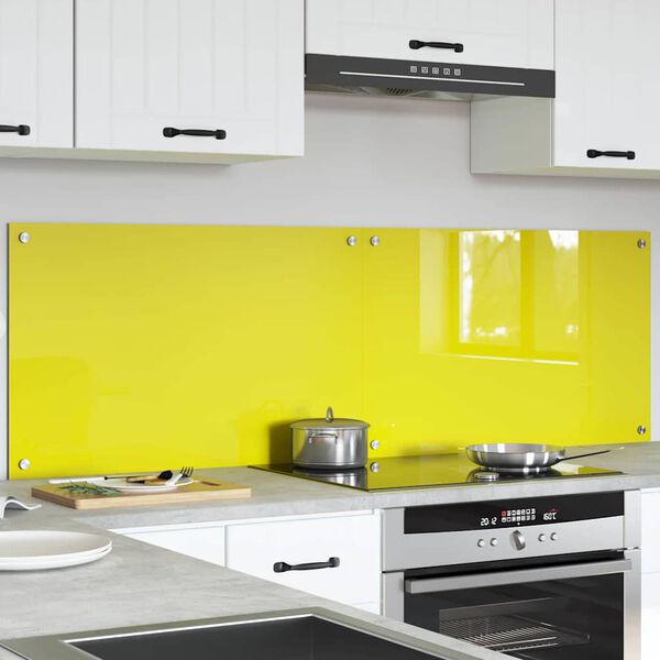 vidaXL Kitchen Backsplash 2 pcs Yellow 31.50 x 19.69 in Tempered Glass