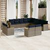vidaXL 13 Piece Garden Sofa Set with Cushions Grey Poly Rattan