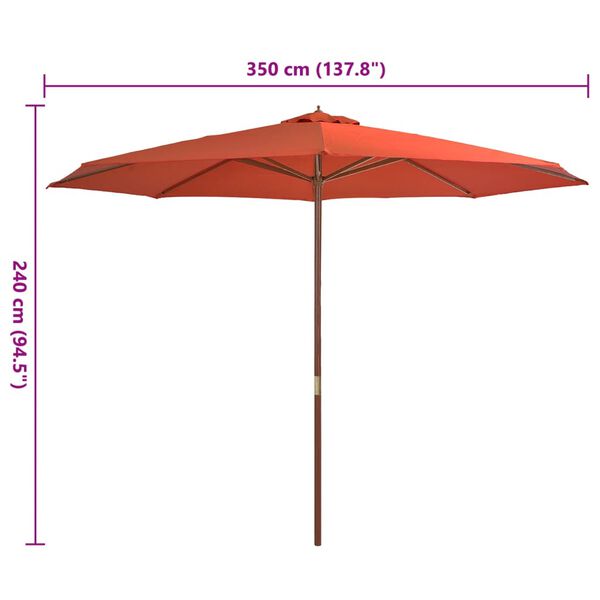 vidaXL Garden Parasol Terracotta Polyester Large UV-resistant materials