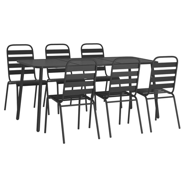 vidaXL Garden Dining Set Anthracite Steel Medium Stackable