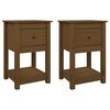 vidaXL Bedside Cabinet Set of 2 Honey brown Solid pine wood Standard