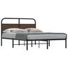 vidaXL Bed Frame Brown oak Steel, engineered wood 63 x 79 in Bed Frame