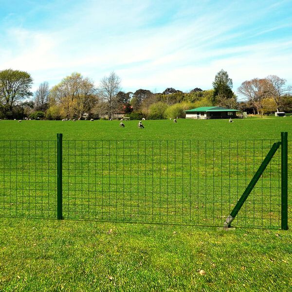 vidaXL Euro Fence Steel 32.8'x5.6' Green