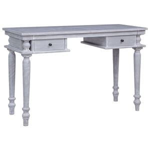vidaXL Desk Gray Solid Mahogany wood Medium Desk Rectangular