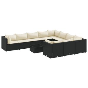 vidaXL Patio Sofa Set Black, Cream White