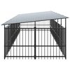 vidaXL Dog Kennel Black Powder-coated Steel Large Durable Modern