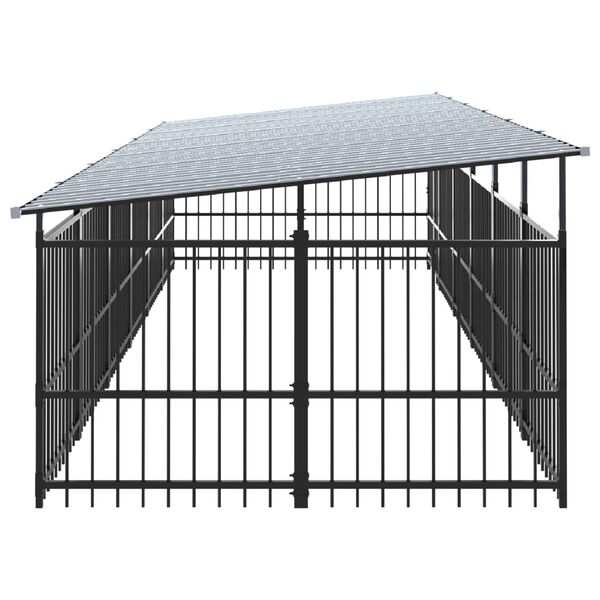 vidaXL Dog Kennel Black Powder-coated Steel Large Durable Modern