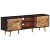 vidaXL TV Cabinet Natural wood, Black Rough Mango Wood, Solid Acacia Wood