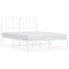 vidaXL Bed Frame White Powder-Coated Steel King Bed Frame Rectangular