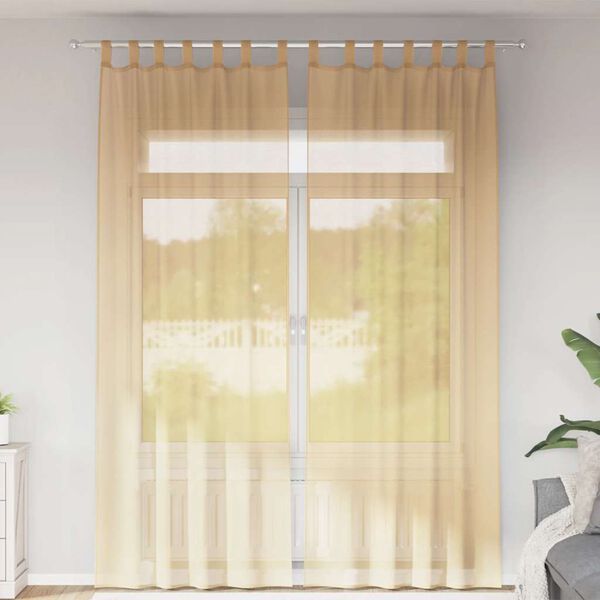 vidaXL Voile Curtains with Loops 2 pcs Sand 55.1x102.4"