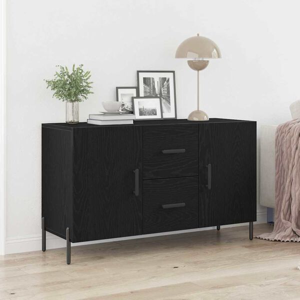vidaXL Sideboard Black Oak 39.37 x 14.17 x 23.62 in Engineered Wood