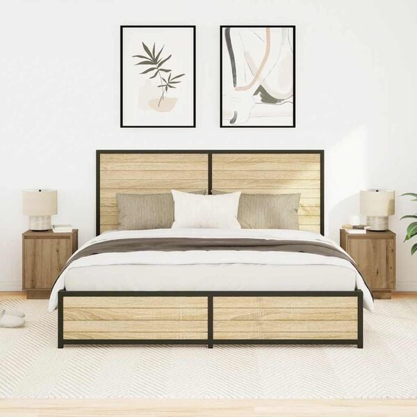 vidaXL Bedside Cabinet Set of 2 Artisan Oak Engineered wood Medium