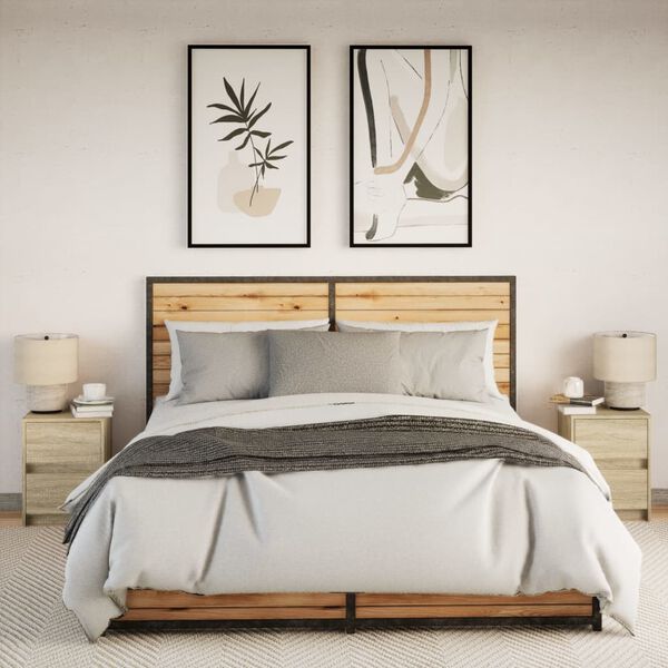 vidaXL Bedside Cabinet Set of 2 Sonoma oak Engineered wood Standard