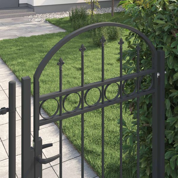 vidaXL Fence Gate with Arched Top Steel 40.9" x 59.1" Black