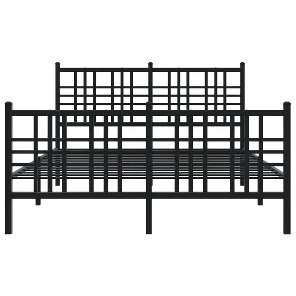 vidaXL Bed Frame Black Steel Full Bed Frame Rectangular Traditional