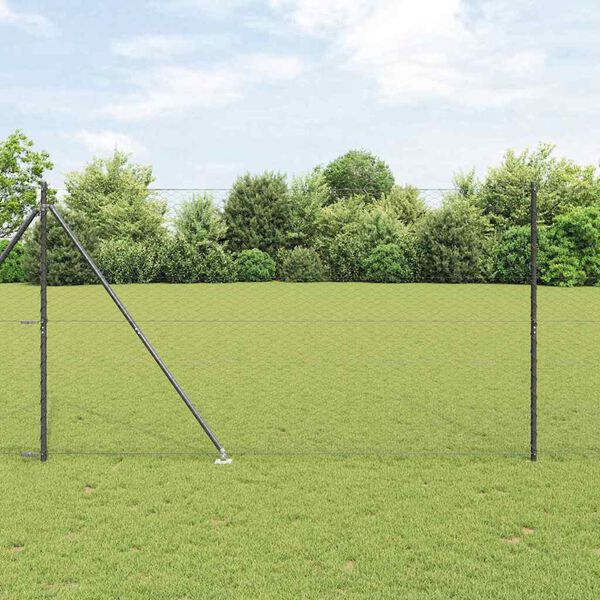 vidaXL Fence Post Grey 328.08 x 4.92 ft (1.42 in mesh) Steel and PVC