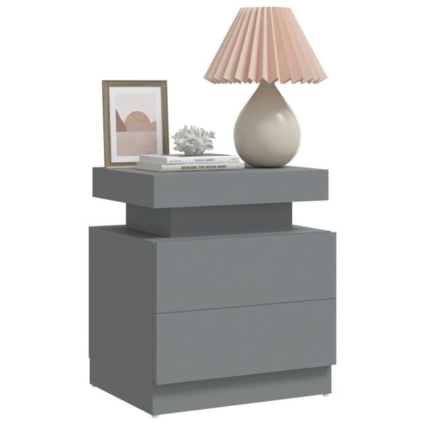 vidaXL Bedside Cabinet Grey Engineered wood 17.7 x 13.8 x 20.5 in Modern