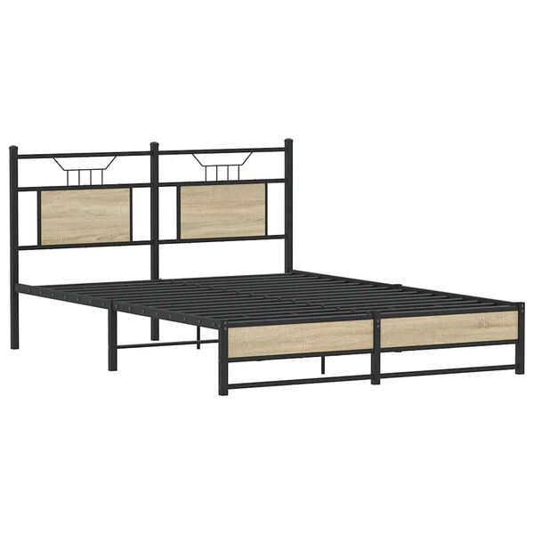 vidaXL Bed Frame Sonoma Oak Engineered wood and steel 54 x 75 in