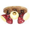 vidaXL Ceiling Lamp Distressed Red Iron and Solid Mango Wood Medium
