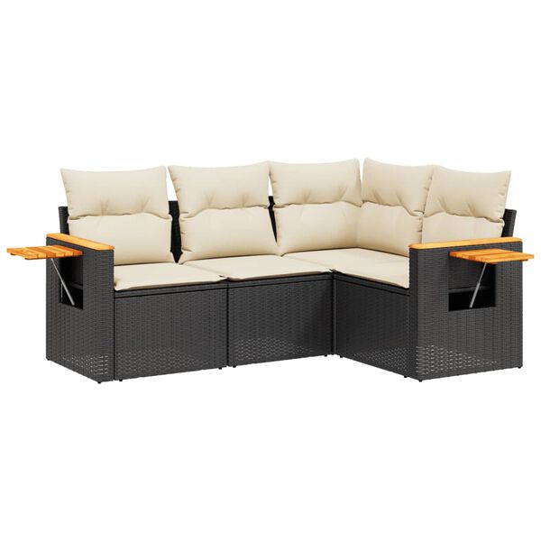 vidaXL Garden Sofa Set Black, Cream White