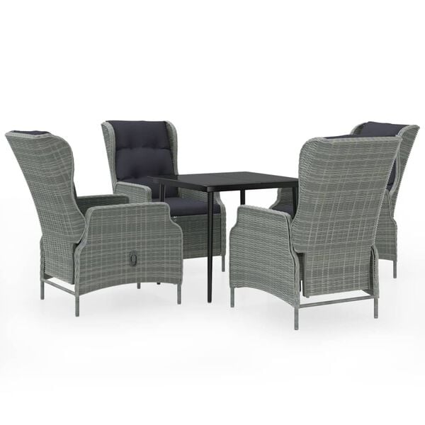 vidaXL Garden Dining Set Light Grey, Black