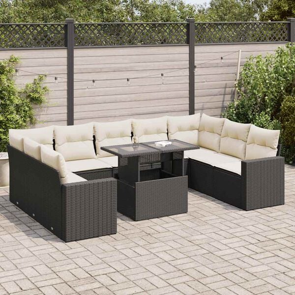 vidaXL Garden Sofa Set Black